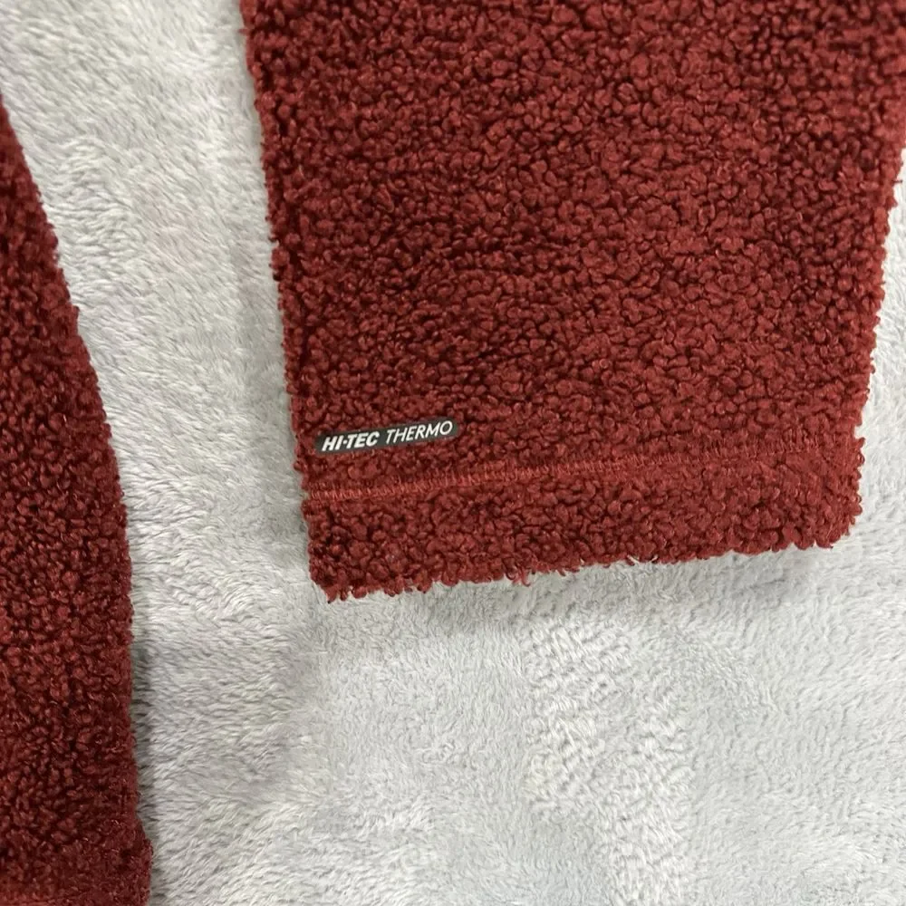 Hi-Tech 1/4 Zip Long Sleeve Sherpa Teddy Sweater Men Large Red Active Thermo